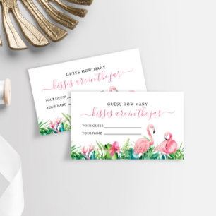 Flamingo Tropical How Many Kisses Shower Game card