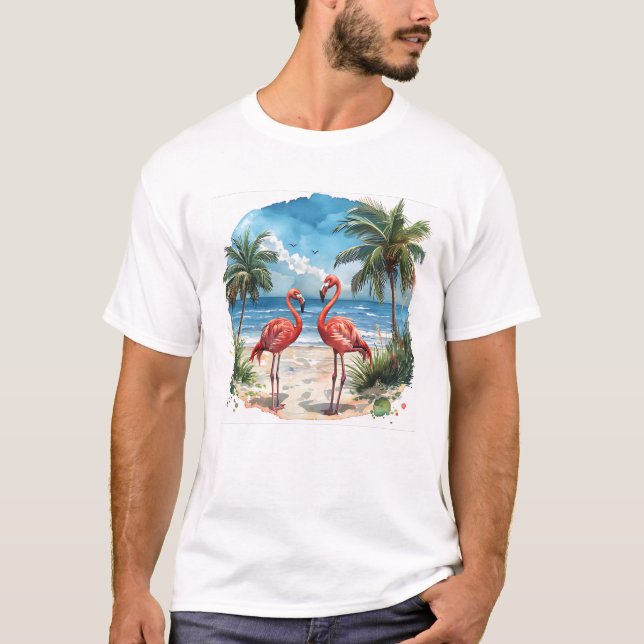 Flamingo Tropical Island Tshirt (Front)
