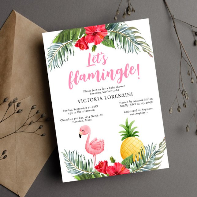 Flamingo Tropical Its a Girl Baby Shower  Invitation (Creator Uploaded)