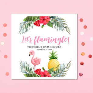 Flamingo Tropical Its a Girl Baby Shower Napkin