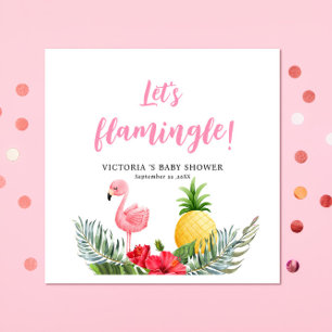Flamingo Tropical Its a Girl Baby Shower Napkin