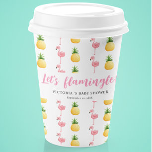Flamingo Tropical Its a Girl Baby Shower  Paper Cups