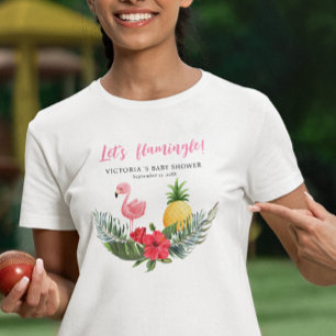 Flamingo Tropical Its a Girl Baby Shower  T-Shirt
