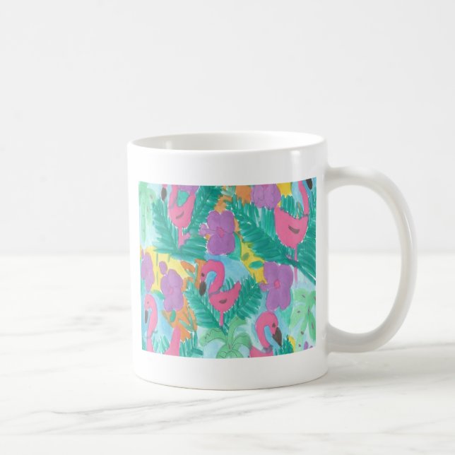 Flamingo Tropical Jungle Pattern Coffee Mug (Right)