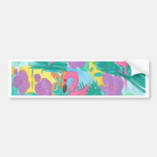 Flamingo Tropical Jungle Print Bumper Sticker