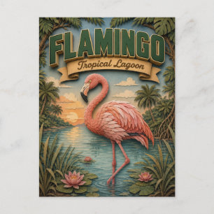 Flamingo Tropical Lagoon POPCUT Postcard