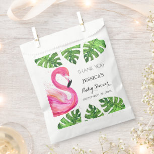 Flamingo Tropical Leaves Baby Shower Party Favour Favour Bag