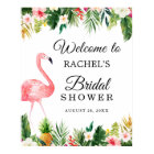 Flamingo Tropical Leaves Floral Bridal Shower Sign