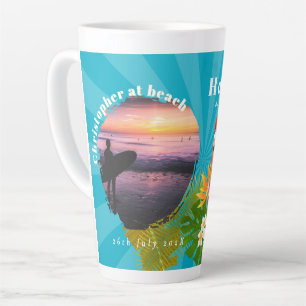 Flamingo Tropical Memories Photo Azure Latte Mug