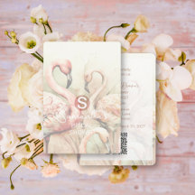 Flamingo Tropical Monogram Bridal Shower QR Code