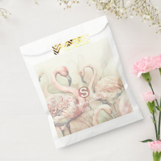 Flamingo Tropical Monogram Bridal Shower Wedding Favour Bag