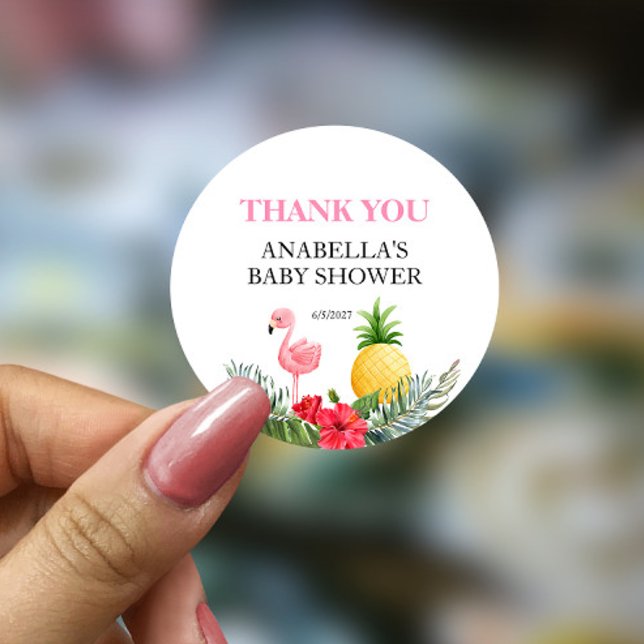 Flamingo Tropical Pink Classic Round Sticker (Creator Uploaded)