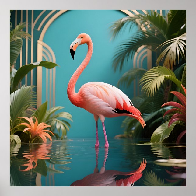 Flamingo Tropical Reflection Poster (Front)