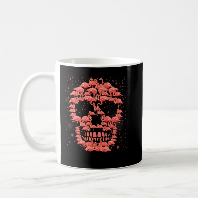 Flamingo Tropical Skull Halloween Lovers 60 Pink B Coffee Mug (Left)