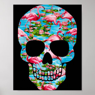 Flamingo Tropical Skull Summer Tropical Aloha Poster