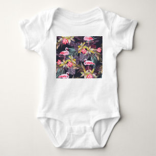 Flamingo Tropical: Summer Seamless Pattern Baby Bodysuit