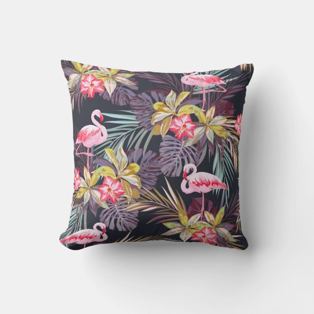 Flamingo Tropical: Summer Seamless Pattern Cushion (Front)