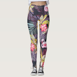 Flamingo Tropical: Summer Seamless Pattern Leggings
