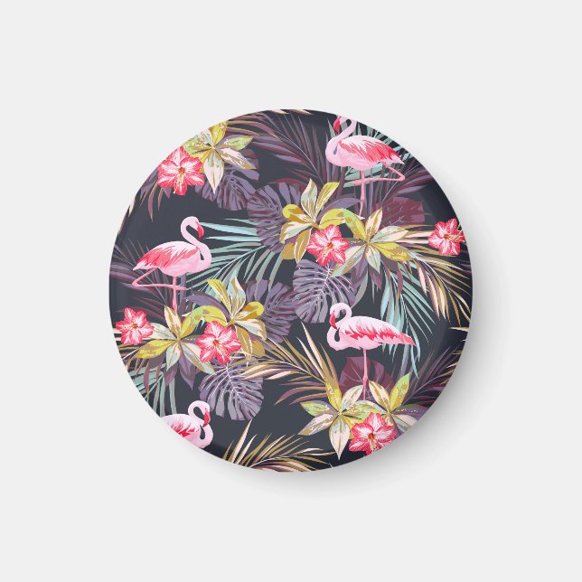 Flamingo Tropical: Summer Seamless Pattern Magnet (Front)