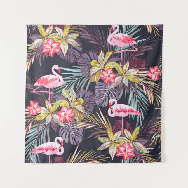 Flamingo Tropical: Summer Seamless Pattern Tapestry (Front)