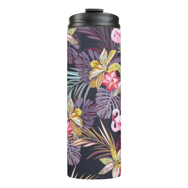 Flamingo Tropical: Summer Seamless Pattern Thermal Tumbler (Front)