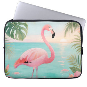 Flamingo Tropical Sunset Watercolor Laptop Sleeve