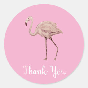 Flamingo Tropical Thank You Party Stickers