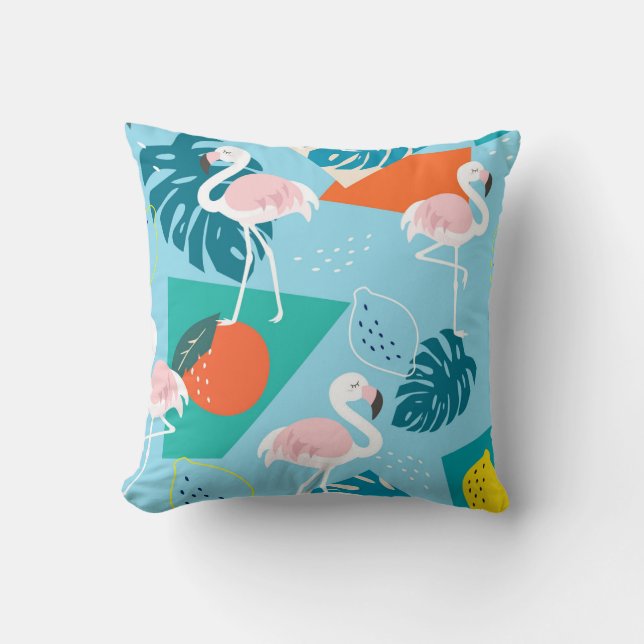 Flamingo Tropical, Trendy Vintage Pattern. Cushion (Front)