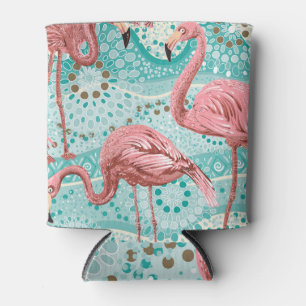 Flamingo Tropical: Vintage Floral Wallpaper Can Cooler