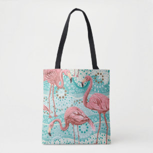 Flamingo Tropical: Vintage Floral Wallpaper Tote Bag