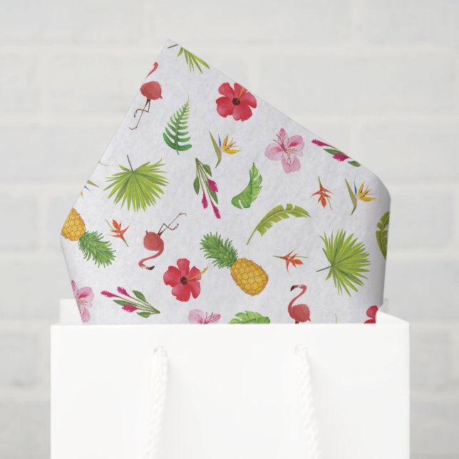Flamingo Tropics Coastal Beach Summer Theme Tissue Paper (Gift Bag)