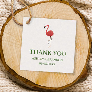 Flamingo Tropics Green and Pink Wedding Thank You Favour Tags