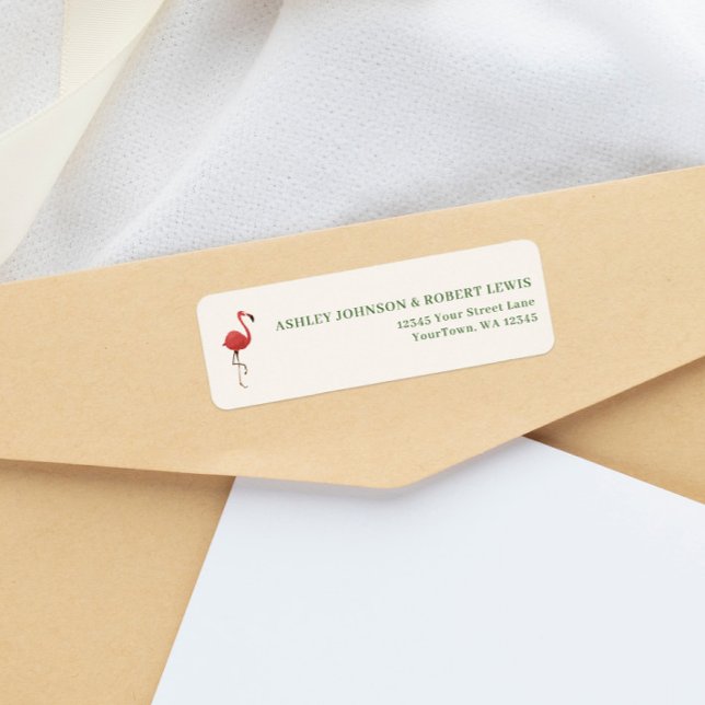 Flamingo Tropics Retro Wedding Return Address Label (Creator Uploaded)