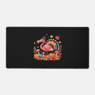 Flamingo Turkey Cute Flamingo Turkey Fall Leaf Tha Desk Mat