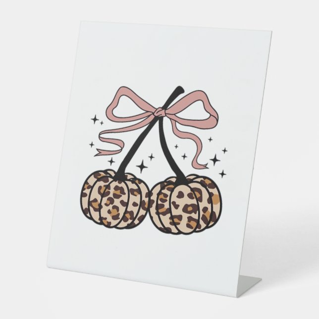 Flamingo Turkey Cute Flamingo Turkey Fall Leaf Tha Pedestal Sign (Front)