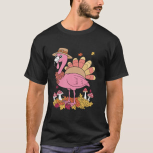 Flamingo Turkey Cute Flamingo Turkey Fall Leaf Tha T-Shirt