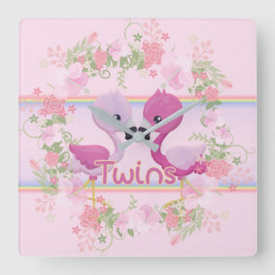 Flamingo Twins Time Square Wall Clock