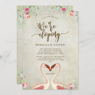 flamingo tying the knot eloping invitation