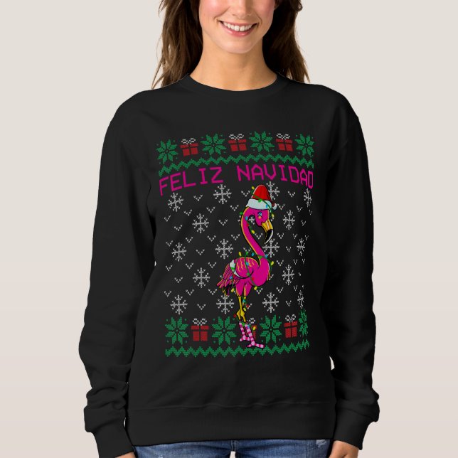 Flamingo Ugly Christmas Sweater Feliz Navidad (Front)