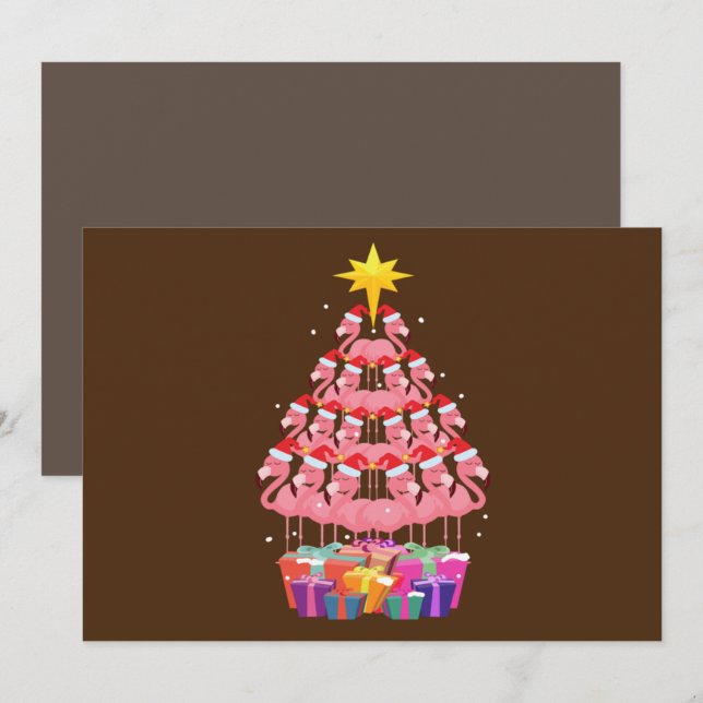 Flamingo Ugly Christmas Tree Funny Gift Invitation (Front/Back)