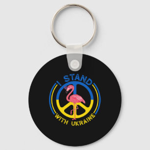 Flamingo Ukraine I Stand With Ukraine Flag Support Key Ring