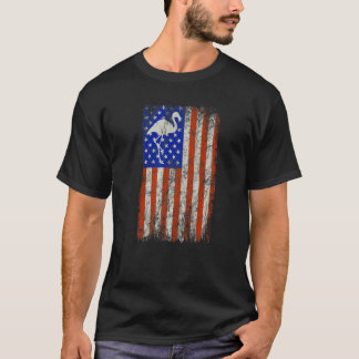 Flamingo Usa Flag 4th Of July Independence Day Pat T-Shirt