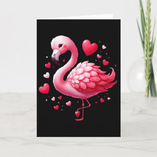 Flamingo Valentine Hearts Bird  Card
