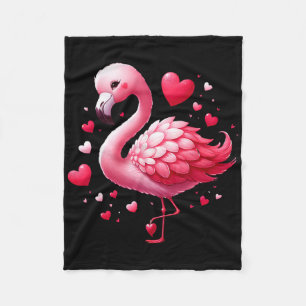 Flamingo Valentine Hearts Bird Fleece Blanket