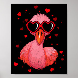 Flamingo Valentine Sungles Heart Cute Lovers Poster
