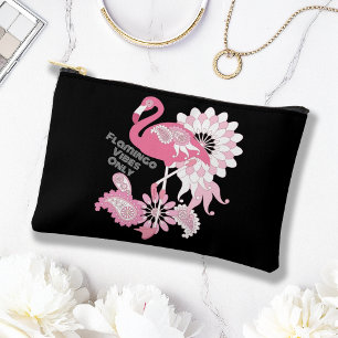 Flamingo Vibes Only Black Pink Flamingo Accessory Pouch