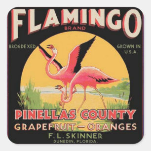 Flamingo Vintage Fruit Crate Label Sticker