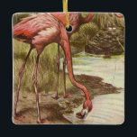 Flamingo Vintage Illustration Ornament<br><div class="desc">This is one fantastic old postcard illustration of graceful flamingos repurposed on an ornament.</div>