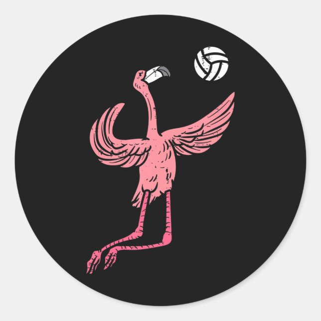 Flamingo Volleyball Spike Serve Player Spiker Classic Round Sticker (Front)