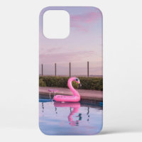 Flamingo water floater in swimming pool